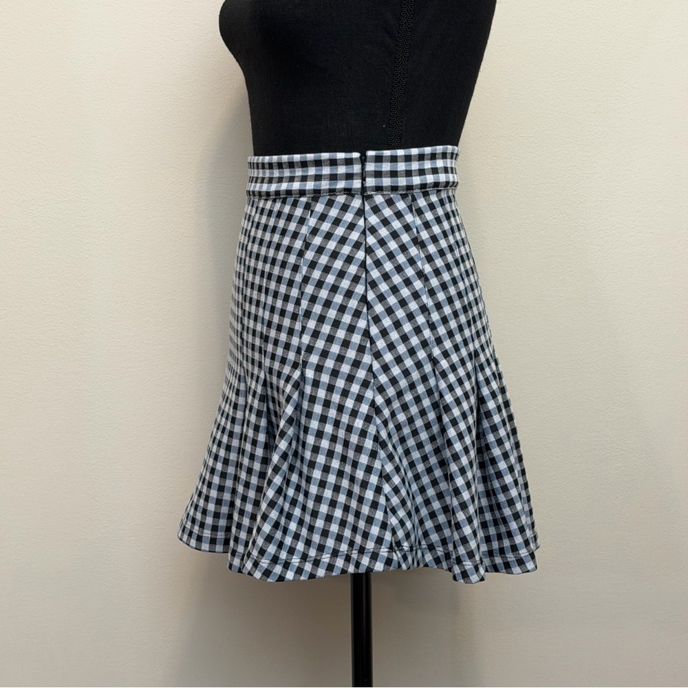 Free People Honey Pleated Mini Skirt Women 0 Black Blue Gingham Schoolgirl Skate - Picture 2 of 9